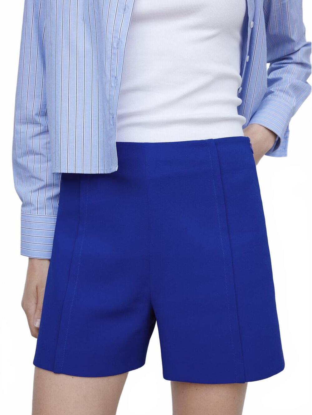 Mango High-Waist Straight Shorts NWTFica Ink Blue XS - Picture 3 of 6